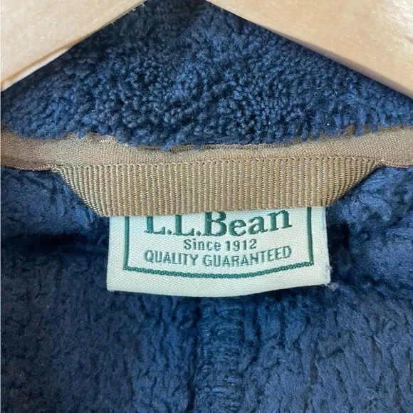L.L. Bean Jacket Mens XLarge Blue Brown Hi Pile Fleece - Picture 4 of 7